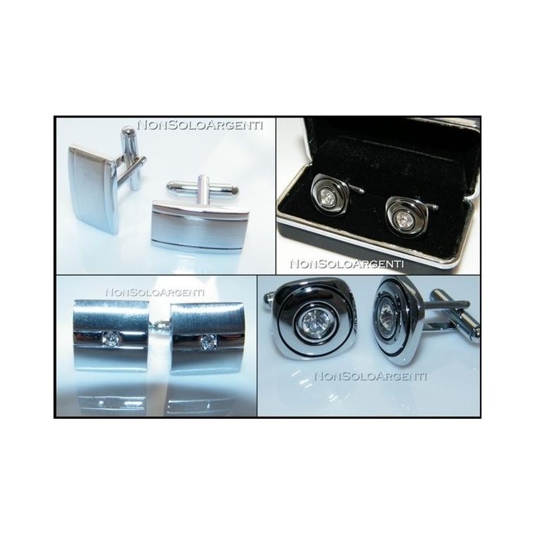 NSA|Bigiotteria : Gemelli Uomo Argentati a Bottone in cofanetto