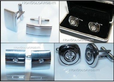 NSA|Bigiotteria : Gemelli Uomo Argentati a Bottone in cofanetto