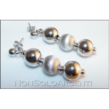 NSA|Argento 925 : orecchini donna pallina con 3 sfere grandi lisce e satinate