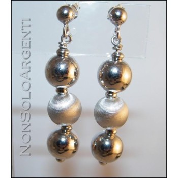NSA|Argento 925 : orecchini donna pallina con 3 sfere grandi lisce e satinate