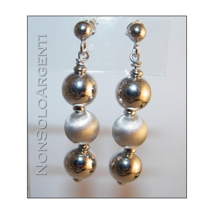 NSA|Argento 925 : orecchini donna pallina con 3 sfere grandi lisce e satinate