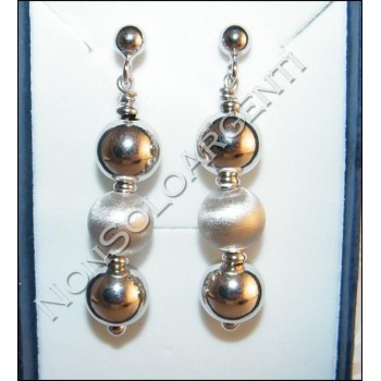 NSA|Argento 925 : orecchini donna pallina con 3 sfere grandi lisce e satinate