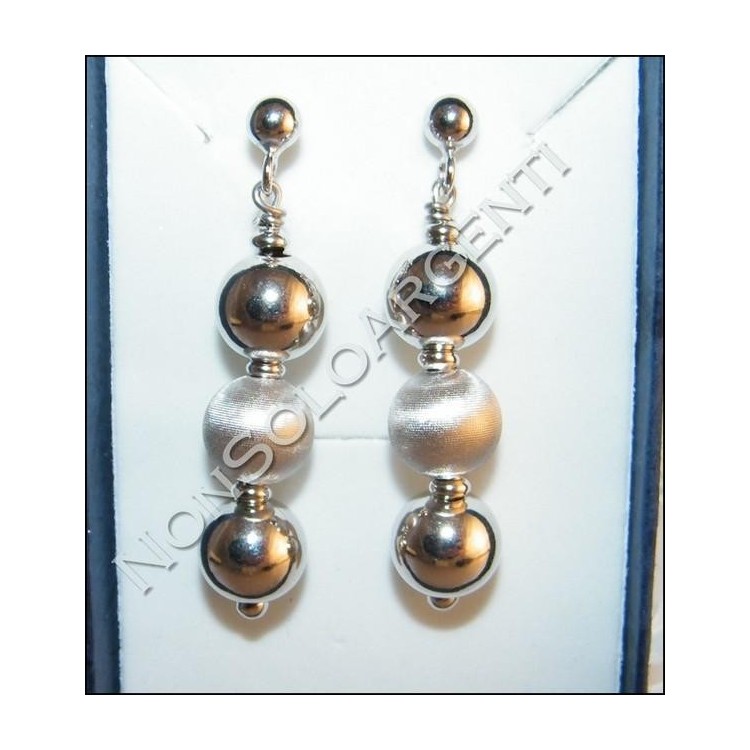 NSA|Argento 925 : orecchini donna pallina con 3 sfere grandi lisce e satinate