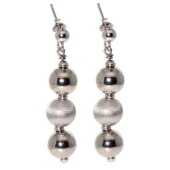 NSA|925 silver ball earrings with 3 large smooth and satin spheres