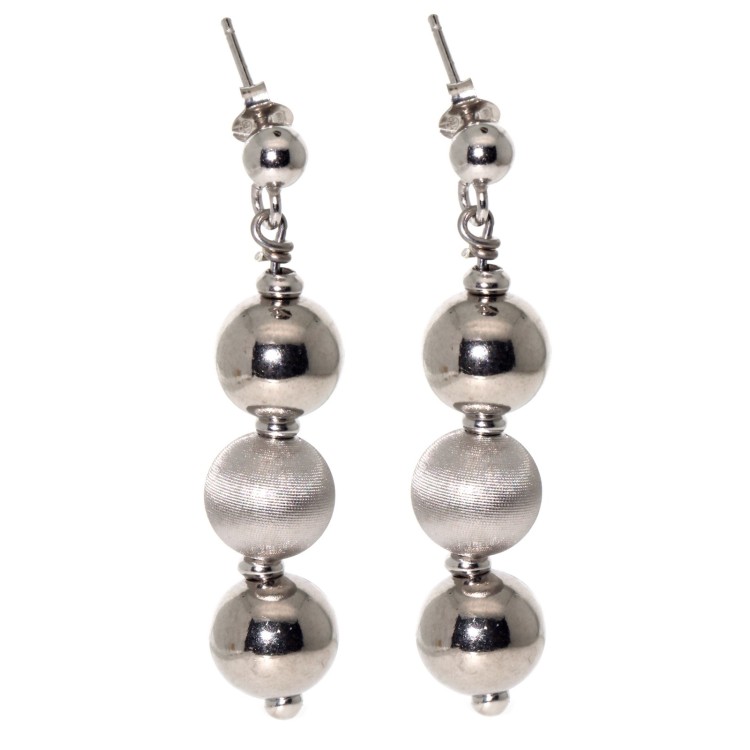 NSA|925 silver ball earrings with 3 large smooth and satin spheres