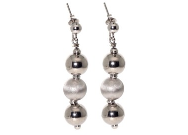 NSA|925 silver ball earrings with 3 large smooth and satin spheres