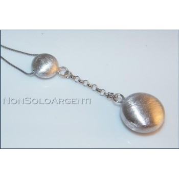 NSA|Argento 925 : Collana girocollo veneziana con ciondolo pendolo perle schiacciate satinate e catena rolo'