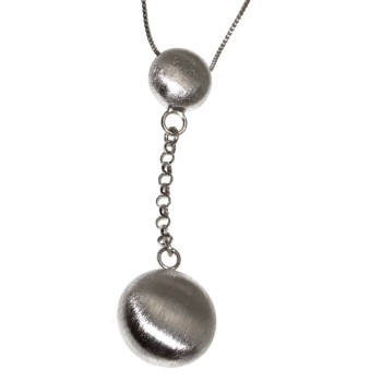 NSA|925 silver necklace with pendulum pendant, satin crushed pearls and choker rolo' chain