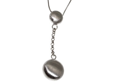 NSA|925 silver necklace with pendulum pendant, satin crushed pearls and choker rolo' chain