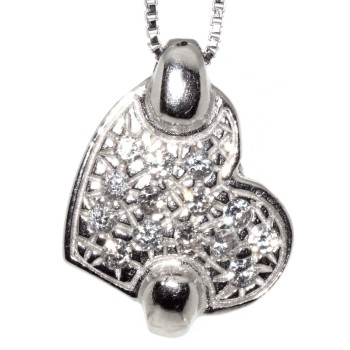 NSA|925 silver necklace heart pendant zircon choker woman tile