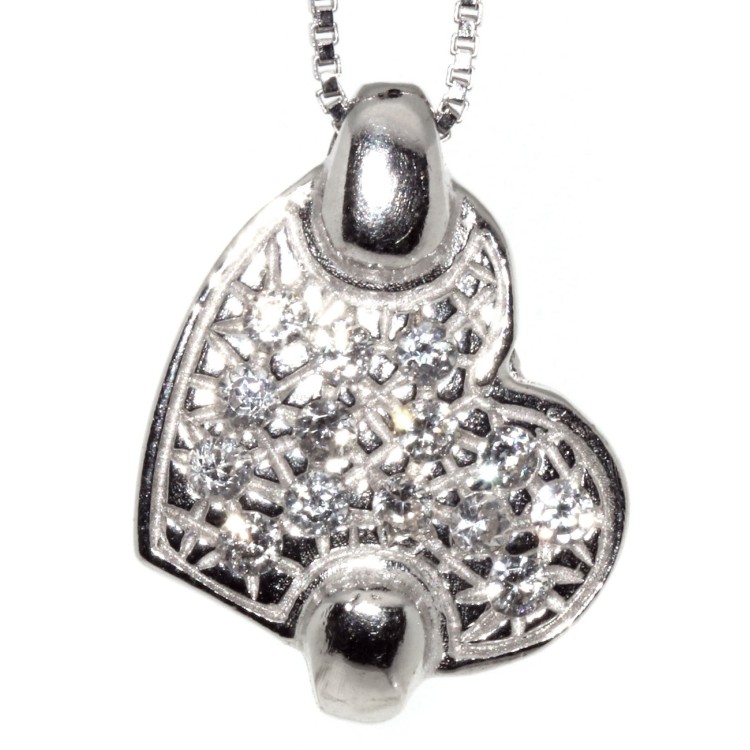 NSA|925 silver necklace heart pendant zircon choker woman tile