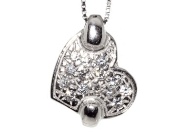 NSA|925 silver necklace heart pendant zircon choker woman tile