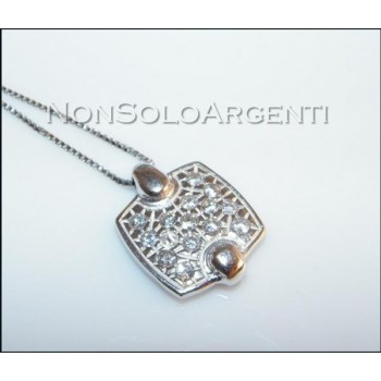 NSA|Argento 925 : Collana girocollo veneziana con ciondolo mattonella di zirconi . elegantissima !!!