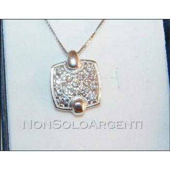 NSA|Argento 925 : Collana girocollo veneziana con ciondolo mattonella di zirconi . elegantissima !!!