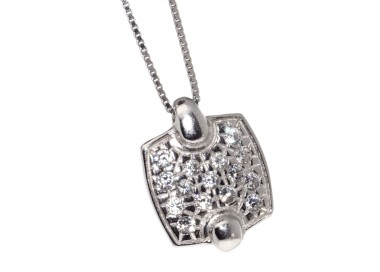 NSA|Women's 925 silver square pendant necklace with zircons