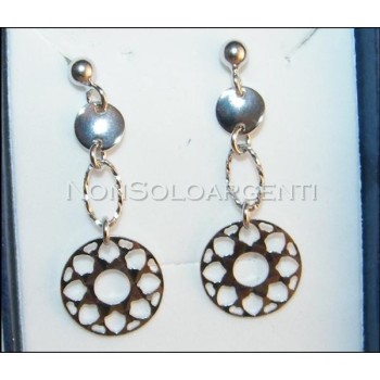 NSA|Argento 925 : orecchini donna con cerchio diamantato taglio laser e medaglietta
