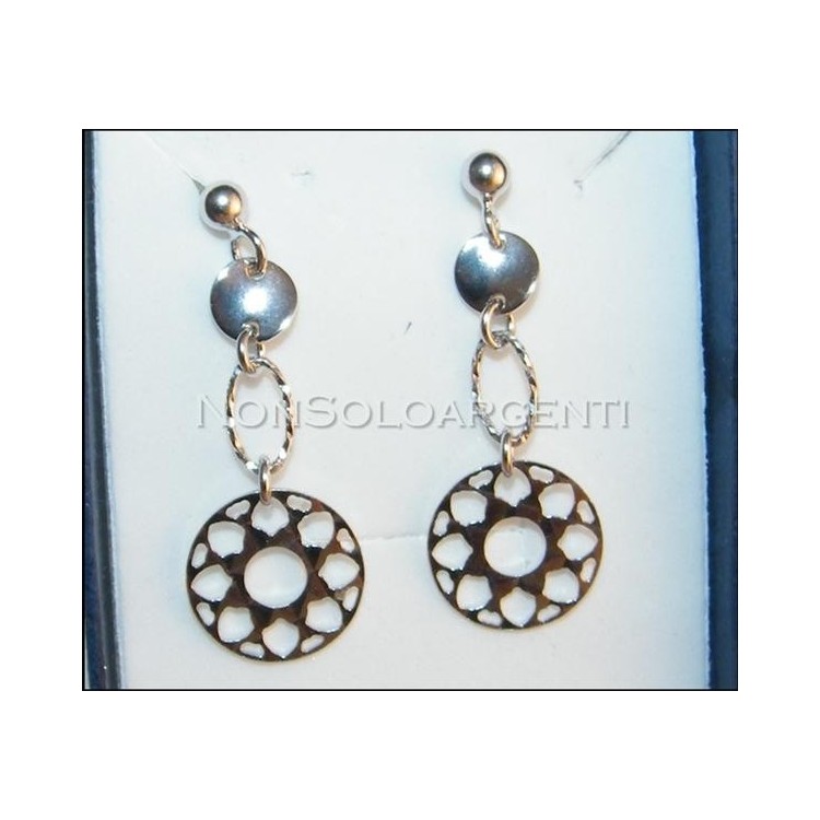 NSA|Argento 925 : orecchini donna con cerchio diamantato taglio laser e medaglietta