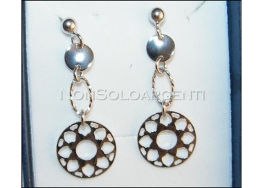 NSA|Argento 925 : orecchini donna con cerchio diamantato taglio laser e medaglietta
