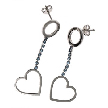 NSA|tennis earrings 925 silver square heart light blue pink