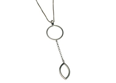 NSA|Collana argento 925 donna con ciondolo lungo cerchio e foglia