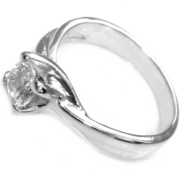 NSA|Solitario argento 925 zircone da 5 mm taglio brillante anello misura 11