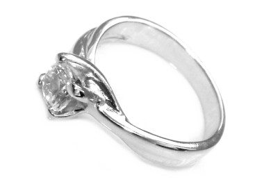 NSA|Silver 925  Italian : Solitaire Ring with Zirconia brilliant cut siz 11