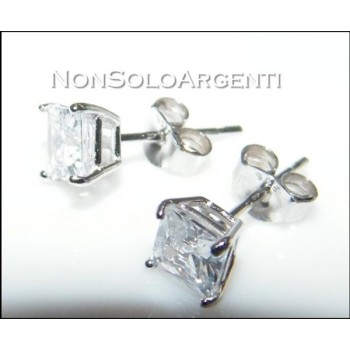 NSA|Argento 925 : orecchini uomo donna con zircone bianco taglio carrè