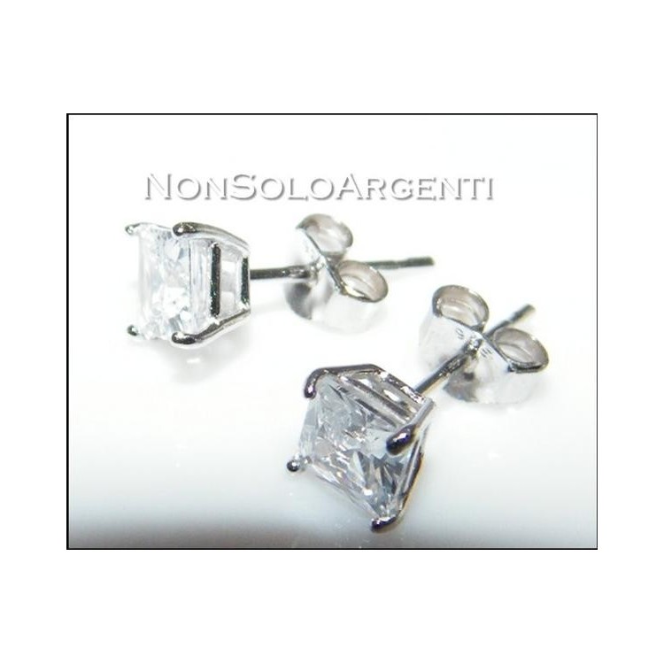 NSA|Argento 925 : orecchini uomo donna con zircone bianco taglio carrè