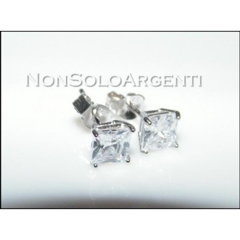 NSA|Argento 925 : orecchini uomo donna con zircone bianco taglio carrè