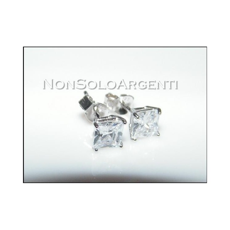 NSA|Argento 925 : orecchini uomo donna con zircone bianco taglio carrè