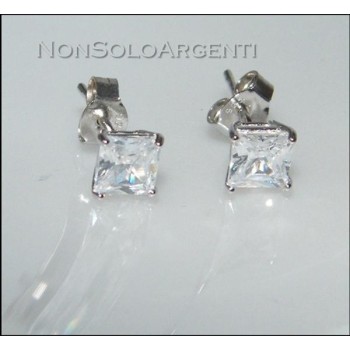 NSA|Argento 925 : orecchini uomo donna con zircone bianco taglio carrè