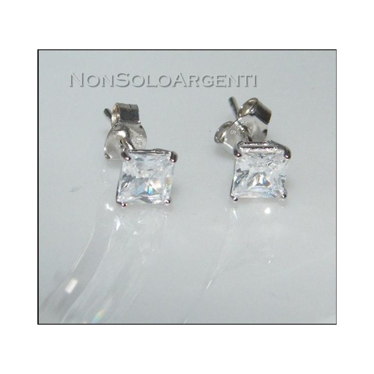 NSA|Argento 925 : orecchini uomo donna con zircone bianco taglio carrè