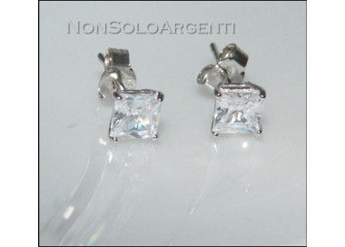 NSA|Argento 925 : orecchini uomo donna con zircone bianco taglio carrè