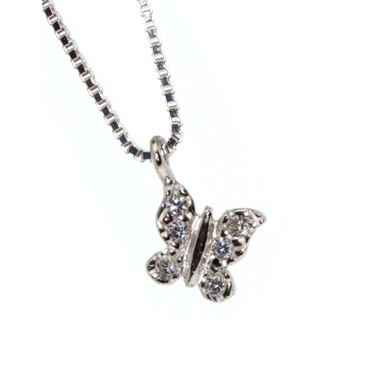 NSA|925 silver necklace pendant with zircons butterfly snowflake and girl star