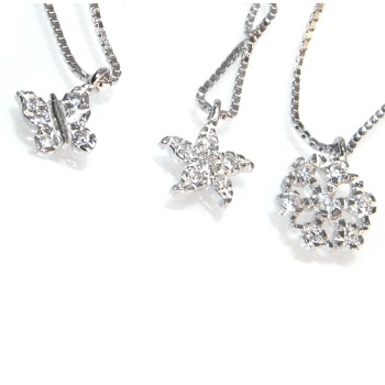 NSA|925 silver necklace pendant with zircons butterfly snowflake and girl star