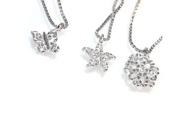 NSA|925 silver necklace pendant with zircons butterfly snowflake and girl star