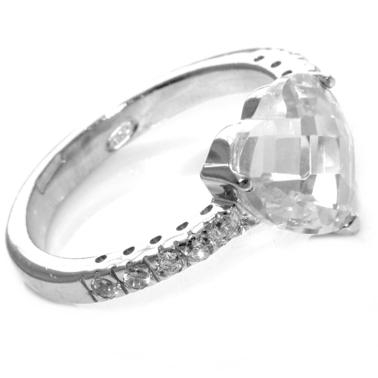 NSA|925 silver riviera ring with heart-shaped central stone