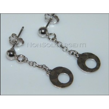 NSA|Argento 925 : orecchini pendenti con catena rolo'  pallina e cerchietti diamanatati