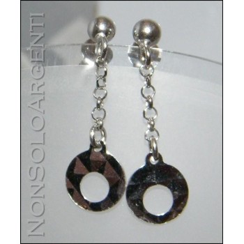 NSA|Argento 925 : orecchini pendenti con catena rolo'  pallina e cerchietti diamanatati