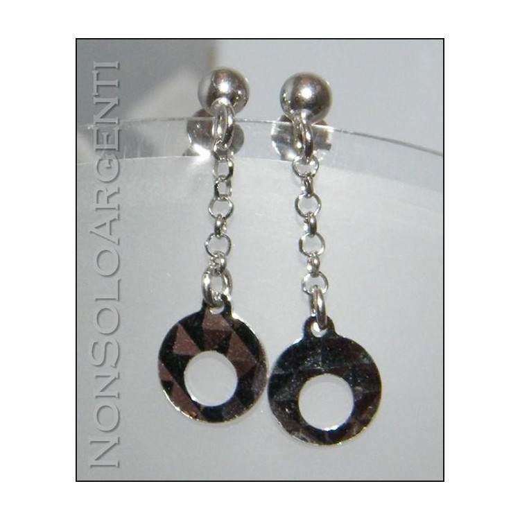 NSA|Argento 925 : orecchini pendenti con catena rolo'  pallina e cerchietti diamanatati