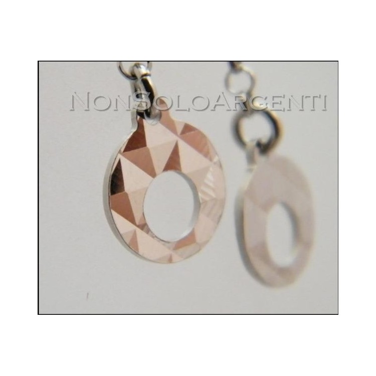 NSA|Argento 925 : orecchini pendenti con catena rolo'  pallina e cerchietti diamanatati