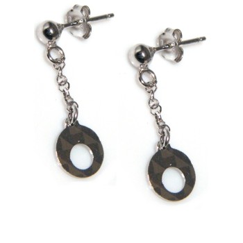 NSA|925 silver pendant earrings with diamond circles pendants