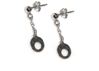 NSA|925 silver pendant earrings with diamond circles pendants
