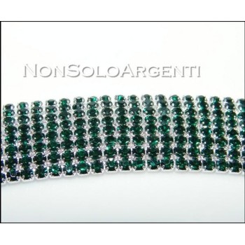 NSA|Bigiotteria : Bracciale Braccialetto Tennis Argentato a 8 File di strass verde scuro
