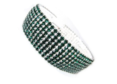 NSA|Bigiotteria : Bracciale Braccialetto Tennis Argentato a 8 File di strass verde scuro