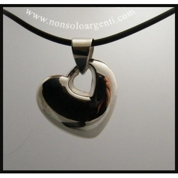 NSA|Argento 925 : Collana Laccio Caucciu' con grande ciondolo Cuore