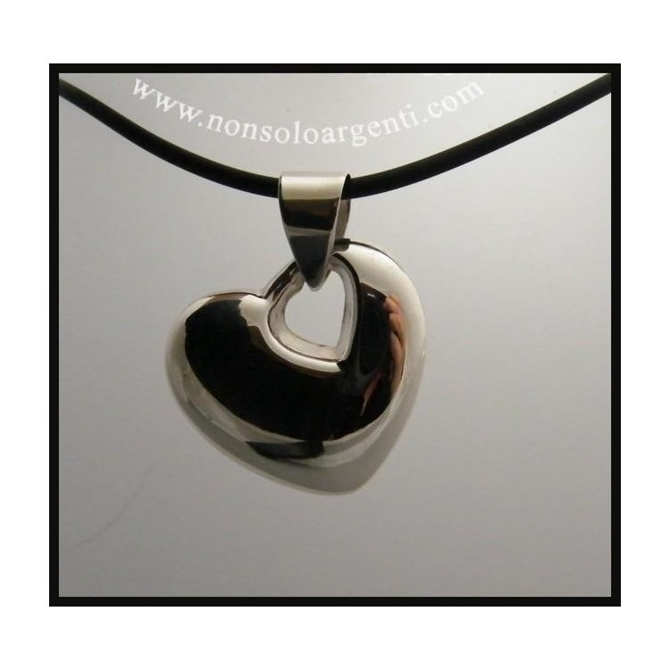 NSA|Argento 925 : Collana Laccio Caucciu' con grande ciondolo Cuore
