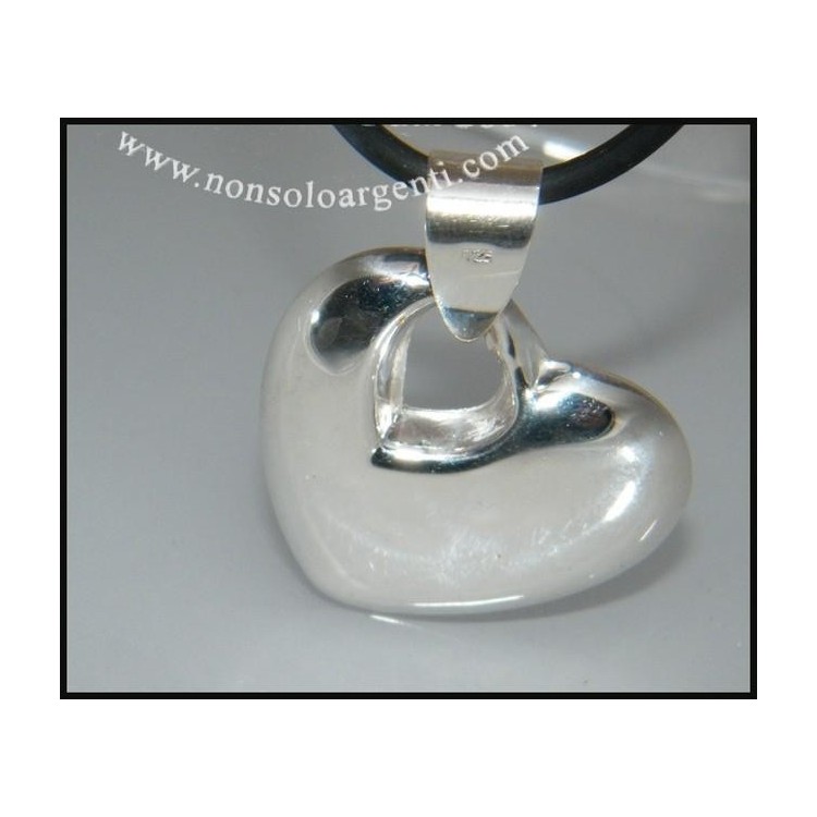 NSA|Argento 925 : Collana Laccio Caucciu' con grande ciondolo Cuore