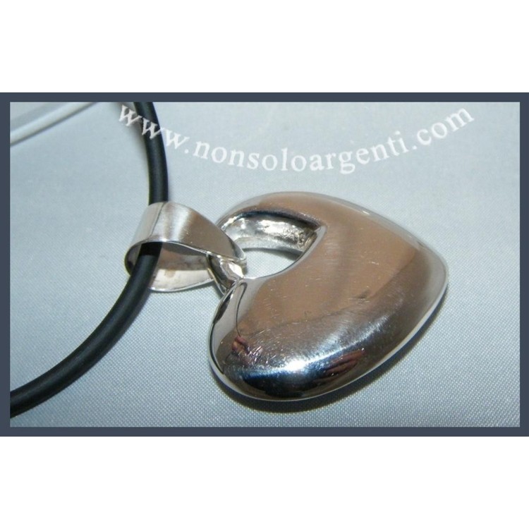 NSA|Argento 925 : Collana Laccio Caucciu' con grande ciondolo Cuore