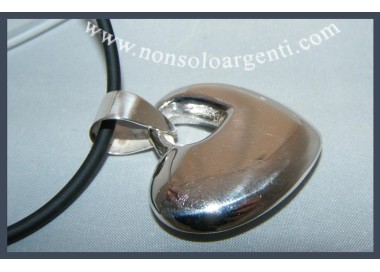 NSA|Argento 925 : Collana Laccio Caucciu' con grande ciondolo Cuore